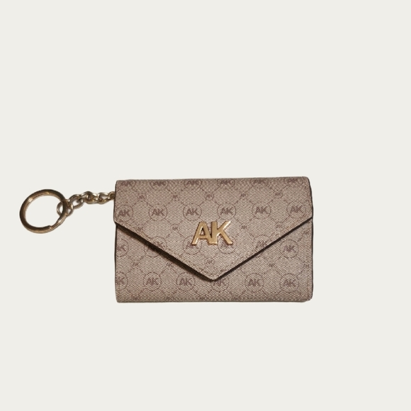 Vintage Anne Klein Beige Crossbody Bag with Gold Details, Wristlet and Key Chain - Picture 9 of 15